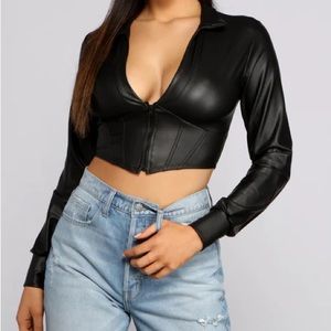 Edgy Vibe Faux Leather Crop Top